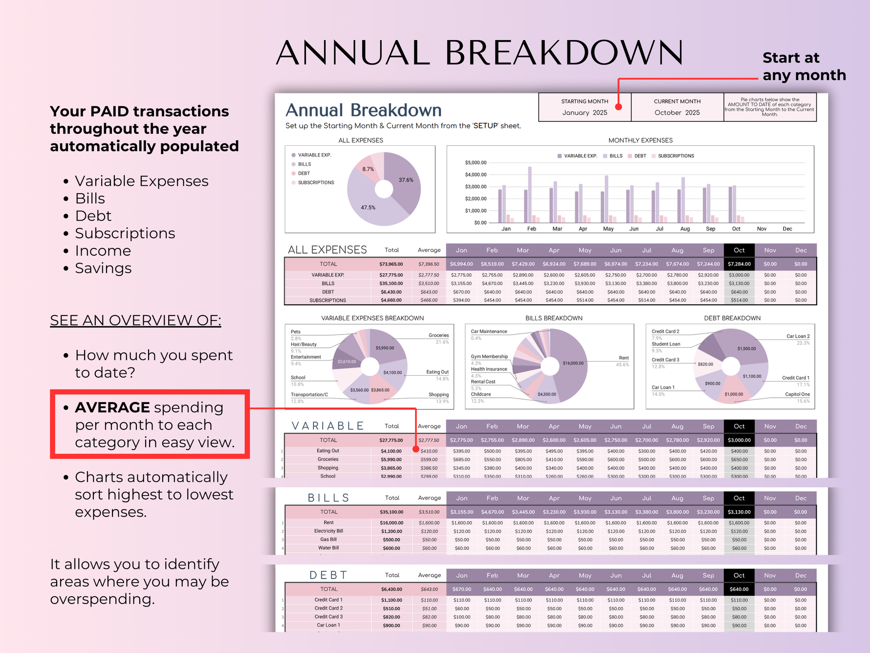 The Ultimate Budget System - Spreadsheet (Purple) - preview 7