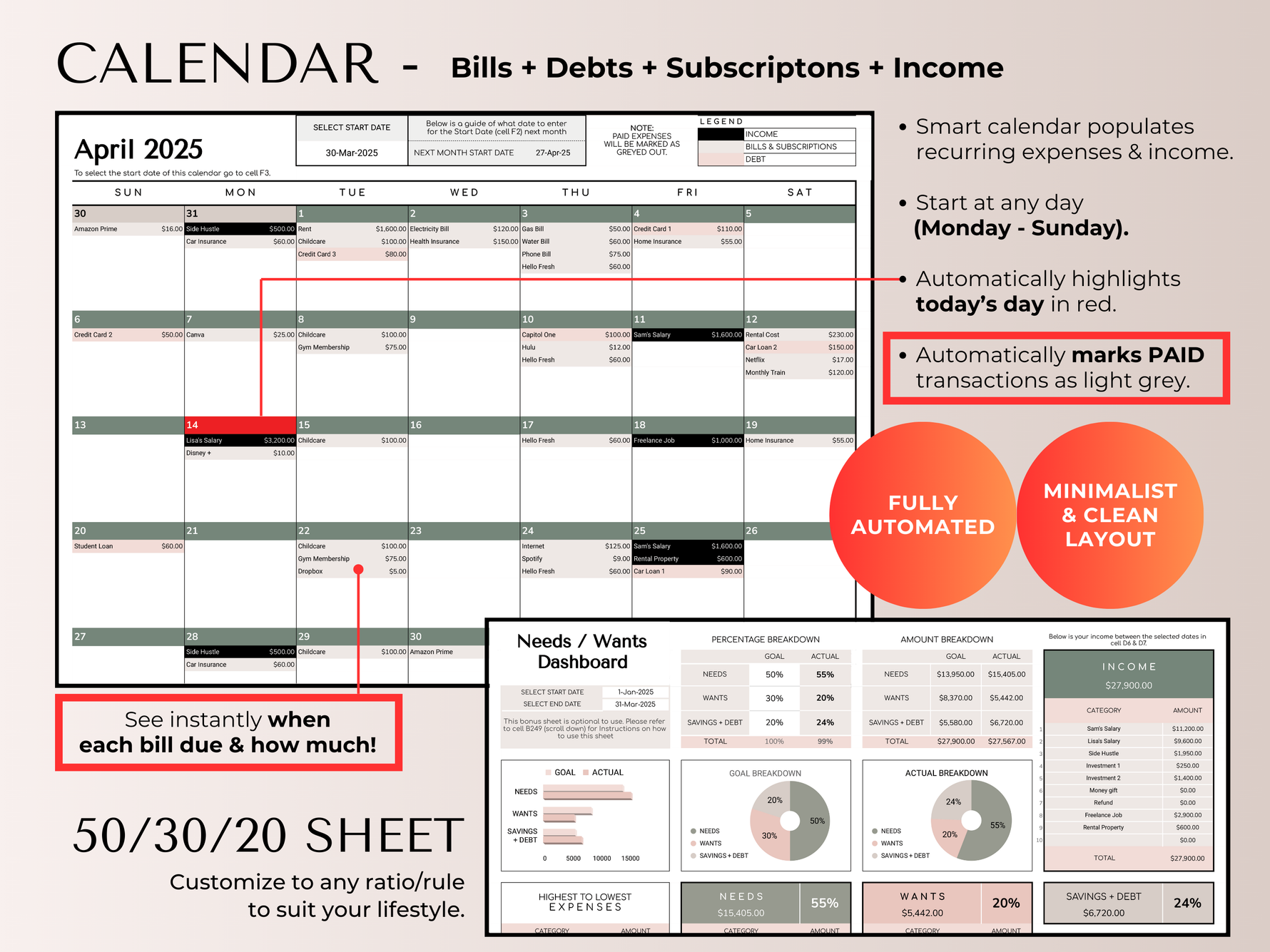 The Ultimate Budget System  - Spreadsheet (Beige) - preview 9