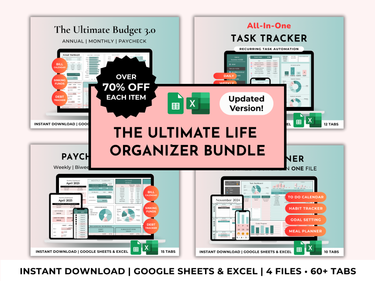 Ultimate Life Organizer & Budget Spreadsheet Bundle - Green